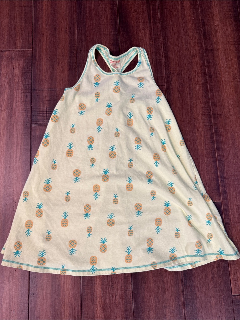 Cat & Jack Yellow Pineapple Print Tank Dress with Teal Accents
